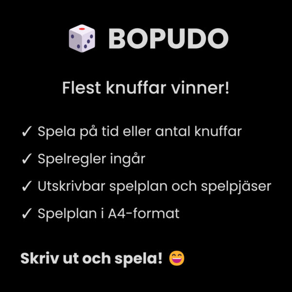 BOPUDO – festligt Halloweenspel där spelarna tävlar om att komma först i mål och kan knuffa varandra på vägen.