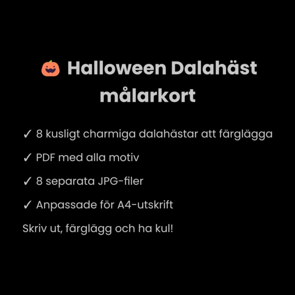 Målarkort - Halloween Dalahäst