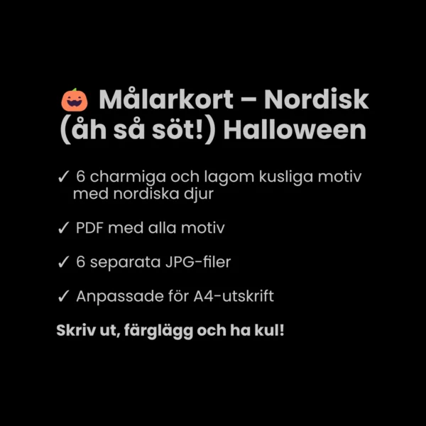 Målarkort - Nordisk (åh så söt!) Halloween